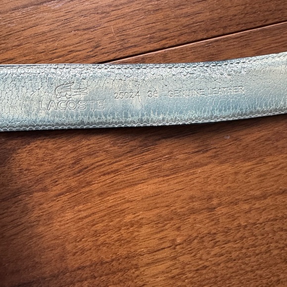 [Lacoste] Black Leather Belt with Crocodile Logo - Picture 4 of 4